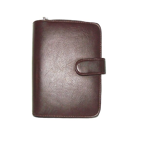 Mundi Burgundy Solid Leather Planner Organizer Card Holder Zip Around Calendar - Picture 1 of 11